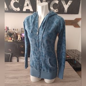 Blue Distress Roxy Floral Hoodie